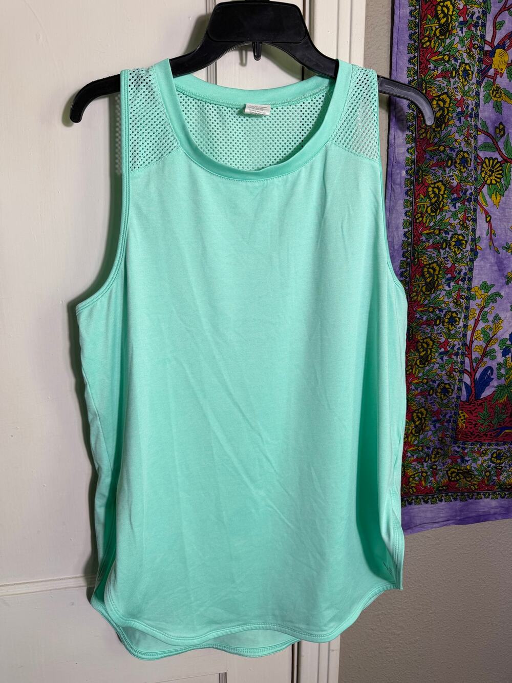 BCG Mint Green Workout Tank Top Mesh Back Athletic Activewear - Womens XL